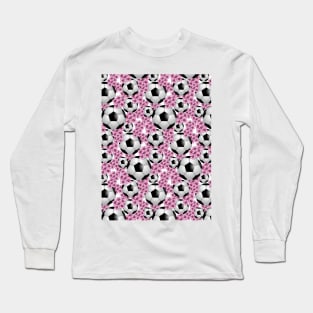 Soccer And Hydrangea Pattern Long Sleeve T-Shirt